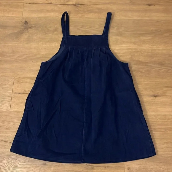 Urban Renewal | Cordiroy mini Apron dress jumper Womens size M Navy blue pleated - Picture 5 of 8